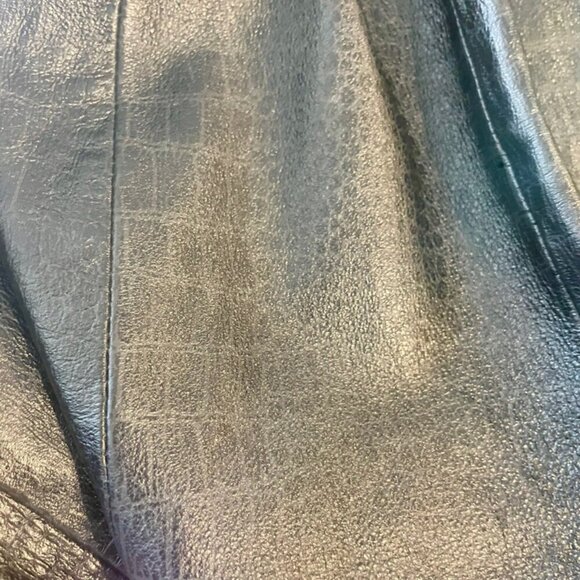 GENUINE BLACK LEATHER COCODRILE STAMP MIDI PENCIL SKIRT SZ 8 PREPPY EMO GOTHIC - Picture 10 of 16